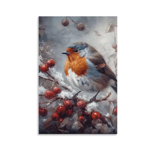 Toile murale à suspendre oiseau sur branche grand format 60x90 deco salon et chambre