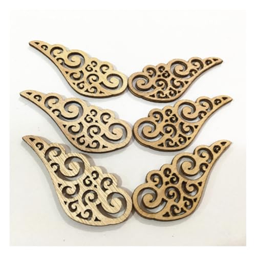 Hrlace 50 discos de madera natural, alas de ángel, discos decorativos para esparcir, adornos, ahuecados, alas de madera, recortes para manualidades, bodas, día de nacimiento, fiestas, decoración 3#