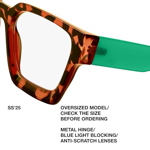 Image of livho Oversized Eyewear Frame for Woman and Men - Rectangle Fashion Glasses for Computer, Chic Preppy Frame