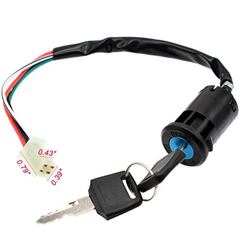 Riyitauto 2pcs 4 Wire Ignition Key Switch for Chinese Quad ATV 50cc 70cc 90cc 110cc 125cc TaoTao Pit Dirt Bike Scooter 4 Wheeler Pocket Bikes Coolster Coleman Baja Hawk Sunl Apollo Z20 DB-007 Parts - Thumbnail 2