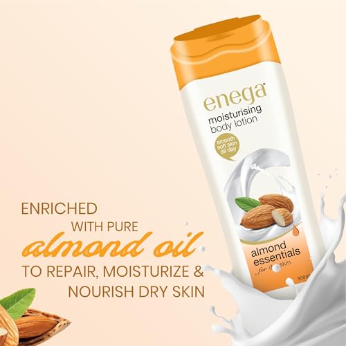 Image of Enega Almond essentials for Dry Skin Non Grassy & Deep Nourish Moisturizing Body Lotion for Men & Women - 300 ML (Pack of 1)