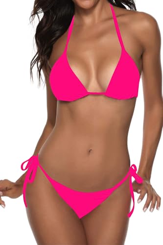 Image of Women Two Piece Swimsuit Sexy Swimwear Halter String Triangle Bikini Sets