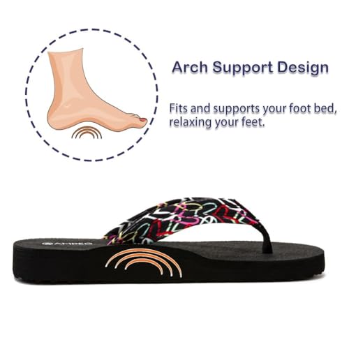 Ampeo Women's Arch Support Flip Flops Comfortable Casual Summer Beach Thong Sandals
