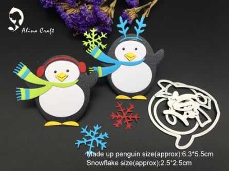 Miniatura 8 de Alinacutle Juego de 2 troqueles de regalo de Navidad de invierno con diseño de pingüinos de metal troquelados para hacer tarjetas hechas a mano,