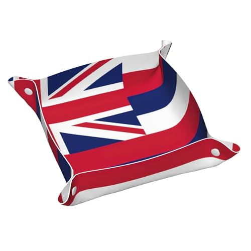 Bandeja de cuero con estampado de bandera de Hawái, organizador de almacenamiento de escritorio, bandeja decorativa, bandeja para mesita de noche