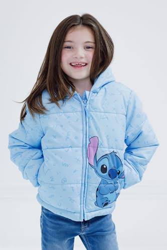 Disney Lilo & Stitch Girls Zip Up Puffer Jacket Toddler to Big Kid Sizes (2T - 14-16)2