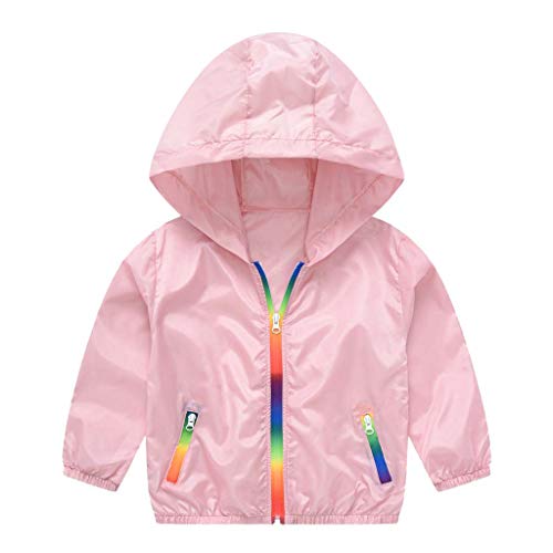 Rainbow Zipper Sun Protective Jackets for Kids Toddler UV Protection Sun Shirt Cooling Athletic Hooded Rash Guard