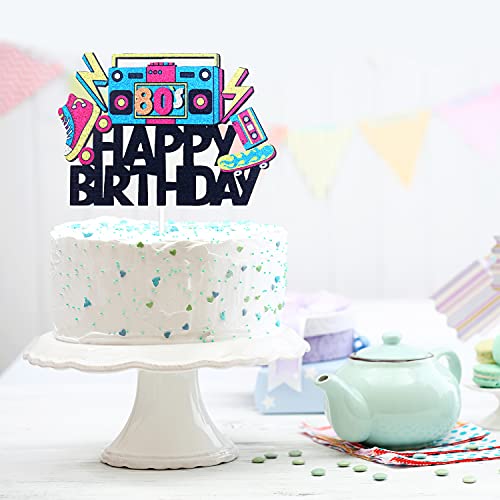80'S Throwback Happy Birthday Cake Topper - Hip Hop Stars Totally 1980S Party Cake Supplies - 80'S Decade Throwback Party Decorations #TOP2