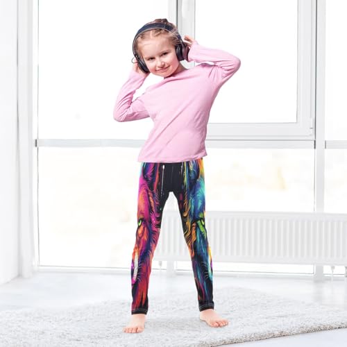 Toddler Girls Leggings Printed Yoga Pants Leggings Colorful Wolf Head for Kids4