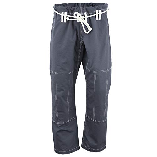 Max5 Full Blank Brazilian Jiu Jitsu Gi MMA Martial Arts Uniform BJJ Gi Grappling Kimono (Grey/White, A1) - Thumbnail 3