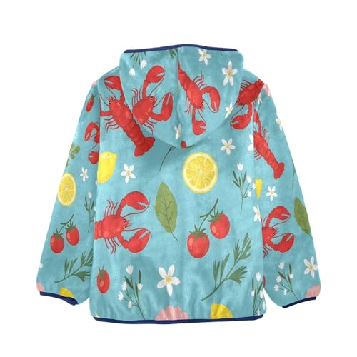 Lobster Lemon Tomato Flower Shell Toddler Fleece Jacket Girl Boys Hooded Fleece Jacket Coat Warm Outwear Zip-up 3-10T2