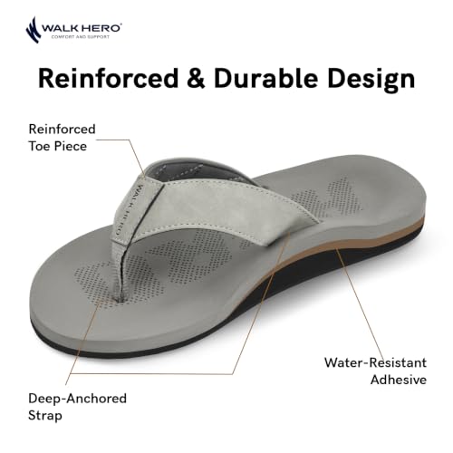WalkHero Men's Sandals Flip Flops Orthotic Arch Support Soft Cushioning by WALK·HERO COMFORT AND SUPPORT - Used condition - Image 6