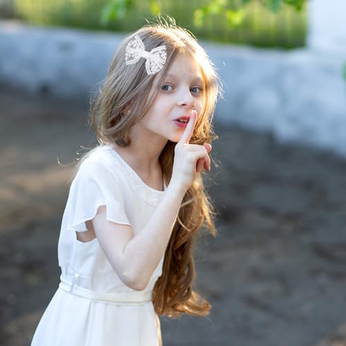 Moños de encaje blancos para cabello pequeños pinzas 3 pulgadas miniatura 4