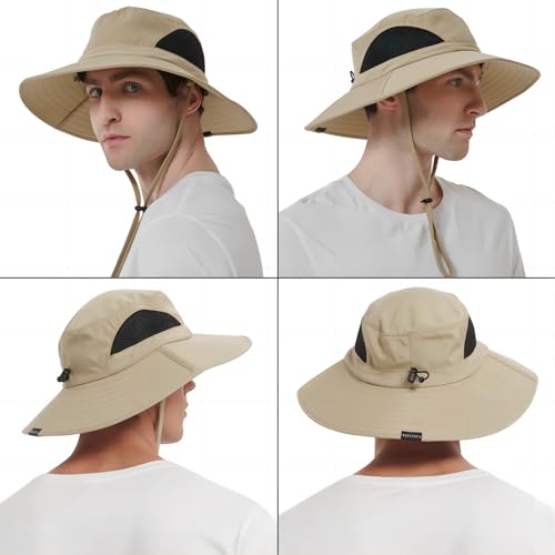 EINSKEY Sun Hat for Men/Women, Waterproof Wide Brim Bucket Hat Foldable Boonie Hat for Fishing Hiking Garden Safari Beach