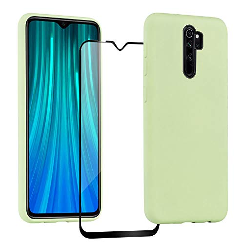 XinYue Funda para Xiaomi Redmi Note 8 Pro + Protector Pantalla, Carcasa de Silicona Líquida Gel Ultra Suave Funda con tapete de Microfibra Anti-Rasguño - Verde