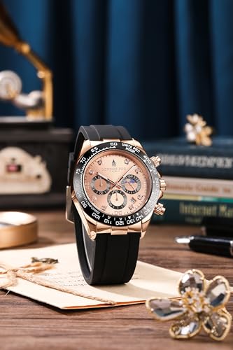 Image of London Fog Bond Collection Analog Quartz Watch for Men with Round Dial and Silicone Strap, Metal Case with Tachymeter Bezel, Chronograph Function, Date Display, Luminous Hands & Hour Markers, Water Resistant