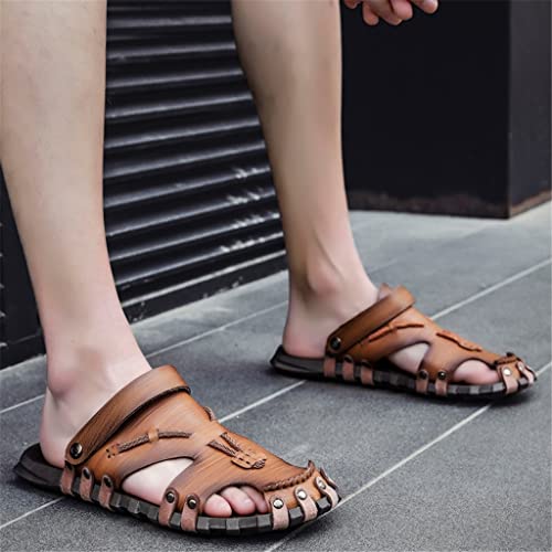 Classic Men's Sandals Outdoor Walking Shoes Comfortable Strap Upper Men's Slippers Soft Light(D,43 Code)2