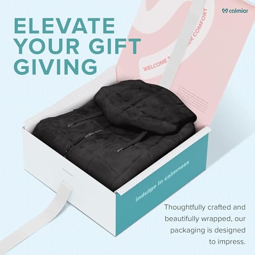 Calmier - 10 lb Weighted Hoodie - Sensory Clothing That Feels Like A Hug - Plush Glass Bead Filled Comfy Hoodie for Adults (Black, Small)