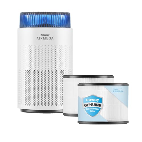Image of COWAY Airmega 100 Air Purifier Bundle with 2-Year Filter Supply (1 Pre-installed + 1 Extra), HEPA for Smoke, Allergies, PM 10 Sensor, Auto Mode, ENERGY STAR, 2yr Warranty, White