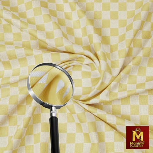 Image of Handloom Bhagalpuri Cotton Silk Mix Dull Andi 3D Checked Chadar - Soft Grey Comforter & Odhnewali Blanket for All-Season Sleeping - (220x125cm - Size) (Yellow)