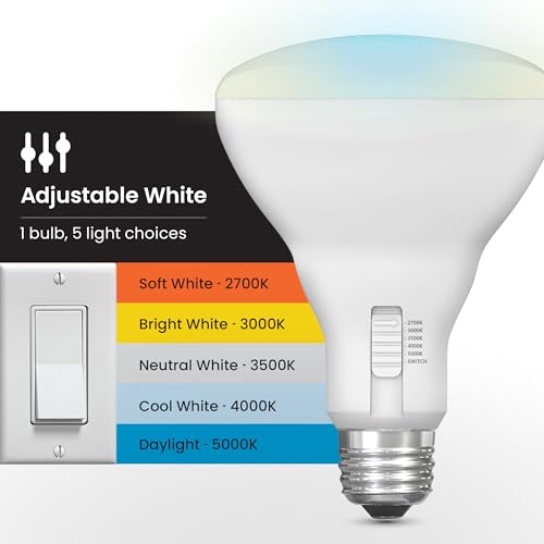 Image of Feit Electric BR30 LED Light Bulbs, 100W Eq, Dimmable, 5CCT 6Way, 2 Pack
