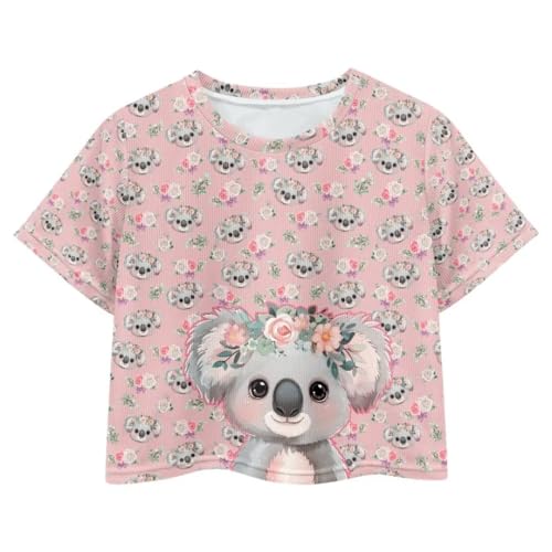 Image of Girl Crop Top Shirts for Summer Cute T Shirts Short Sleeve Tees for Kids 5-16