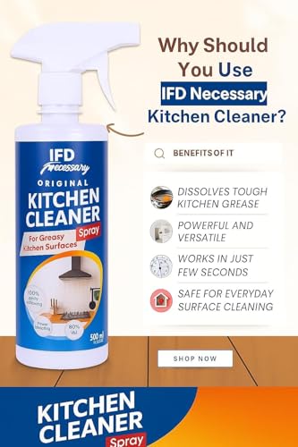 Image of Kitchen Cleaner Spray | Suitable for Stoves, Chimneys, Counter Tops, Exhaust Fan, Appliances, Walls, Cabinets, Sink & Oven Oil Stain Remover Spray | 500ml | Non Toxic & Natural