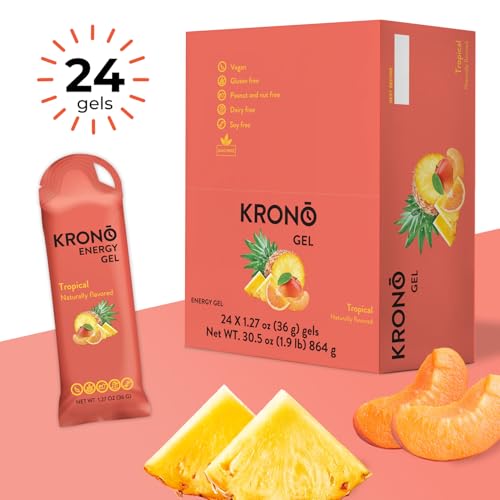 Image of Krono Nutrition Energy Gel - Sports Nutrition - Made with Natural Ingredients - 24 Count (Tropical)