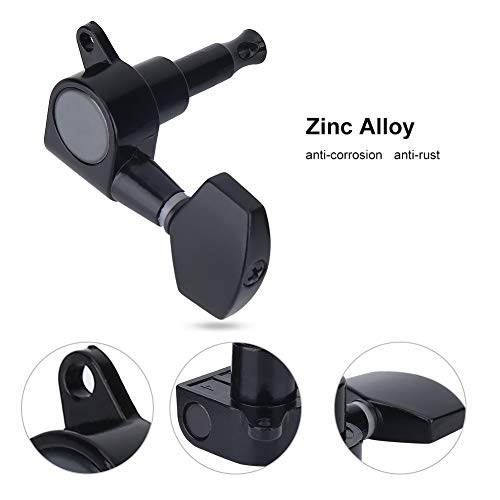 Guitar Tuning Pegs, Black Closed Zinc Alloy Machine Heads String Tuner For Folk/Electric(3L+3R) Performance Accessories #TOP22