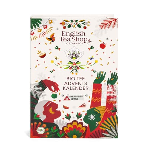 ETS - BIO Teebuch Tee Adventskalender, 24 x Chai, Früchtetee, Kräutertee & Highlights | Großer Buch-Adventskalender mit kompostierbaren Pyramidenbeutel