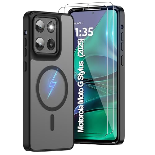 Pilaru Magnetic for Motorola Moto G Stylus 5G 2025/2026 Case:(12FT Military Grade Drop Protection) Translucent Matte Slim-Shockproof Non Slip Anti-Fingerprint Rugged for GStylus 2025/2026 Black