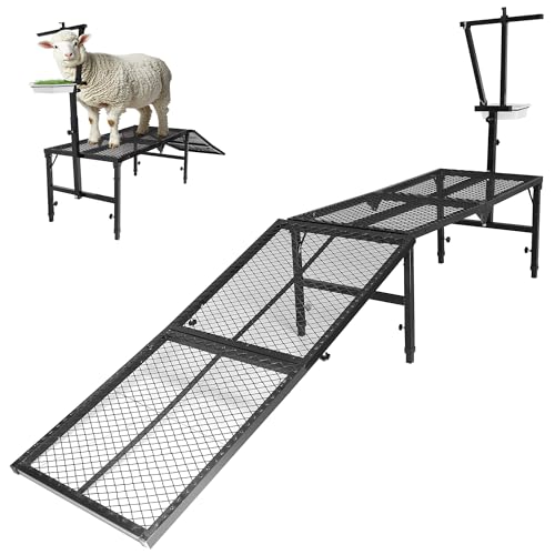 Foldable Goat Stand with Removable Ramp, 51x23" Livestock Trimming Stand