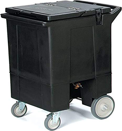 Carlisle FoodService Products Cateraide Tall Ice Caddy Insulated Ice Carrier with Wheels for Catering, Bar, and Restaurants, Plastic, 125 Pounds, Black