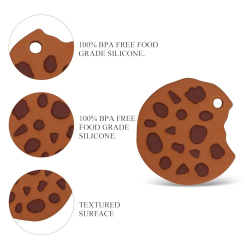 Image of Baby Essentials Silicone Teether,Sensory Chew Toys,BPA Free Soft and Effective Infant Teething Pain Relief Toys,Freezer Safe,Food Grade Silicone,Best Shower Gift for Boys and Girls (Cookie).