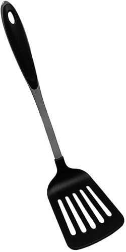 Miniatura 3 de Espátula ranurada de nailon negro de 12 pulgadas, mango de acero inoxidable