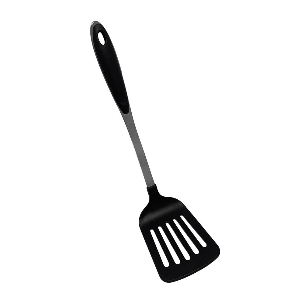 Black Nylon Slotted Turner/Spatula, 12 inch, Non Stick Handle
