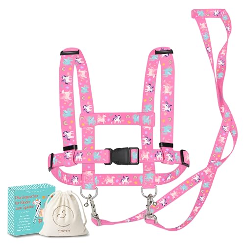 MutoToy Pferdeleine zum Spielen für Kinder Verstellbares Pferdegeschirr für Kinder Pferde Spielleine für Jungen Mädchen Rollenspiel Kinder Outdoor Spielzeug ab 3 Jahren (Rosa)