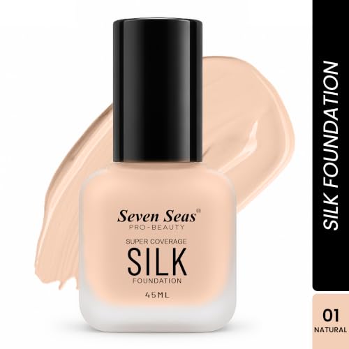 Image of Seven Seas Super Coverage Silk Foundation 45ml Matte Liquid Foundation for Women - Buildable Coverage, Lightweight Formula, Long Lasting Makeup, Silky Smooth Finish(Natural)