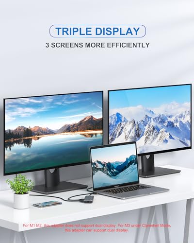 Image of MacBook Pro Docking Station Dual Monitor MacBook Pro HDMI Adapter,9 in 1 USB C Adapters for MacBook Pro Air Mac HDMI Dock Dongle Dual USB C to Dual HDMI Ethernet 3USB SD /TF100W PD
