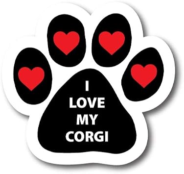 Magnet Me Up I Love My Corgi Pawprint Magnet Deca, 5 Inch, Heavy Duty Automotive Magnet for Car Truck SUV