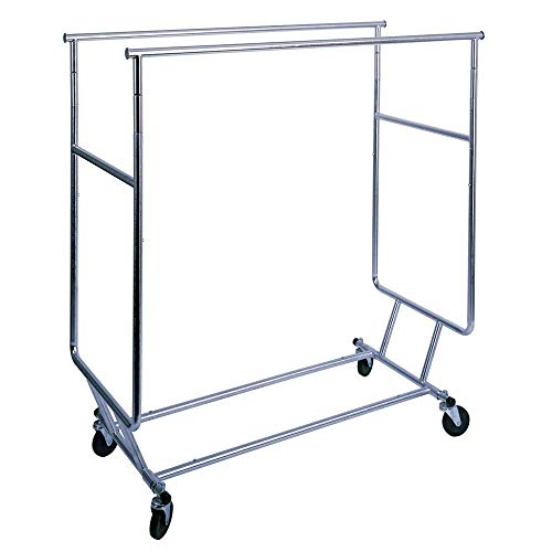 Econoco Double Arm Garment Rack, 55 Inch High x 48 Inch Wide Clothing Display Rack, Heavy Duty Commercial Grade, Chrome