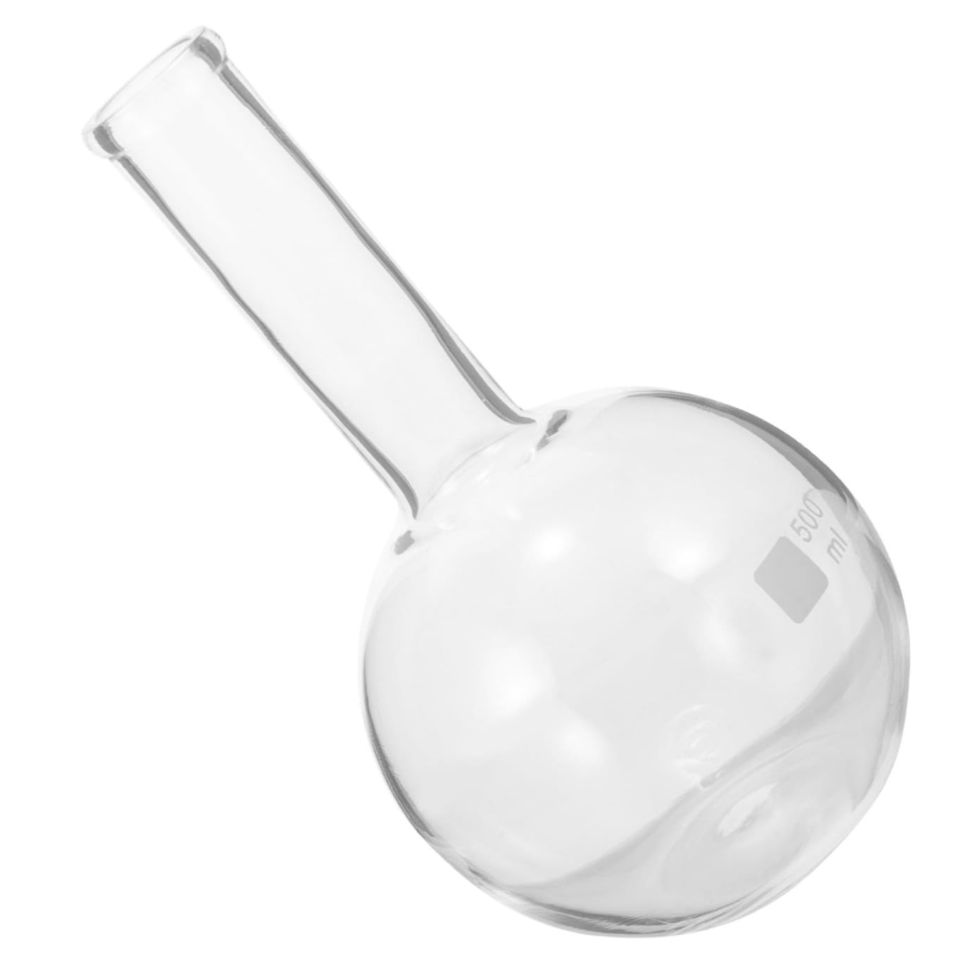 CALLARON 500ml Long Neck Glass Flat Bottom Flask for Laboratory Distillation, Borosilicate Chemical Experiment Flask with Measurement Scale, Scientific Lab Glassware