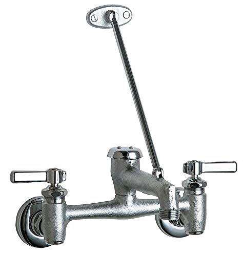 Chicago Faucets Rigid Utility Sink Faucet, Lever Handle Type, Rough Chrome Finish - 897-RCF