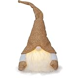 EGLO LED Weihnachtsdeko, Leuchtfigur Wichtel, Weihnachtswichtel aus Stoff mit Kunststoffkörper in gold und weiß, batteriebetriebene Figur Weihnachten, warmweiß, 411467