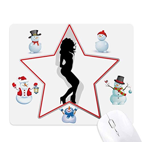 Tapis de souris femme aux cheveux frisés magnifique pour bureau hivernal et chaleureux