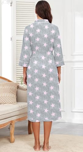 Image of PrinStory Womens Robe Long Knit Bathrobe Lightweight Soft Robes Ladies Bath Robe