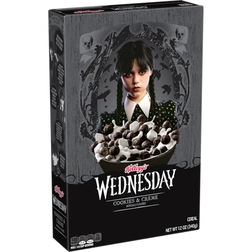 Kellogg's Wednesday Breakfast Cereal, Kids Cereal, Breakfast Food, Cookies and Creme, 12oz Box (1 Box)