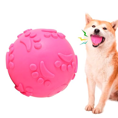 Image of Play Ball for Dogs and Pets |Durable Natural Rubber Squeaky Ball Dog Toy|Cute Puppy Paw, Fetch & Chew Safe Play Ball & Reduces Anxiety (Pink)