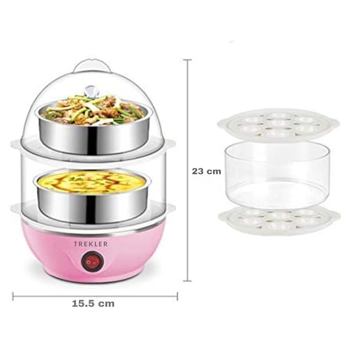 TREKLER Multi-Function Electric 2 Layer Egg Boiler Cooker &Steamer, Double Layer Egg Boiler Electric Automatic off 14 Egg Poacher for Steaming,... - Image 4