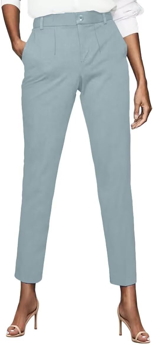 Womens Dress Pants High Stretch Straight Leg Pants for Work Business Casual Slack with Pockets